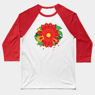 Xmas Mandala Flower Baseball T-Shirt